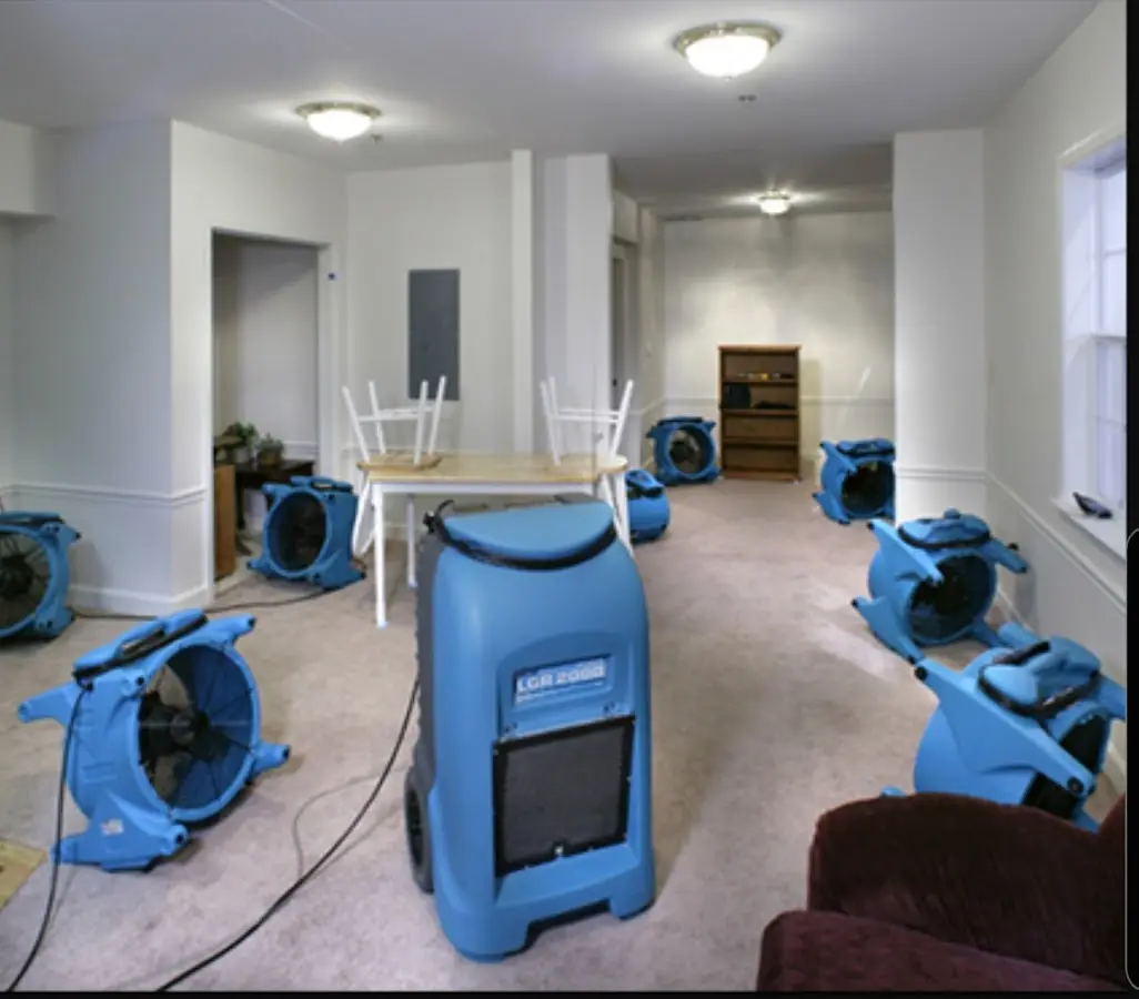 Air movers and dehumidifier setup for Water Extraction & Removal in Rockport